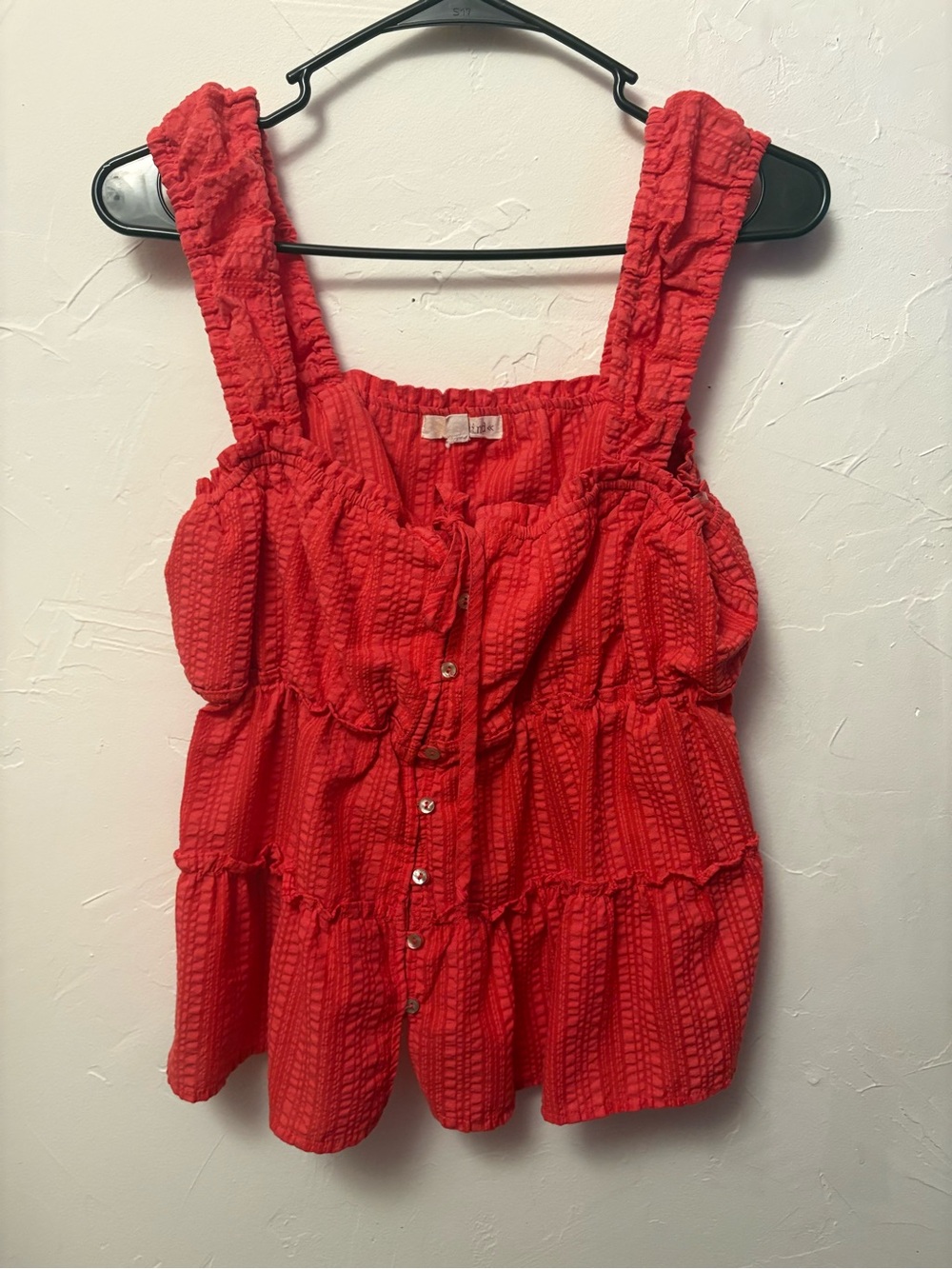 Rewind Red Ruffle Button-Front Camisole